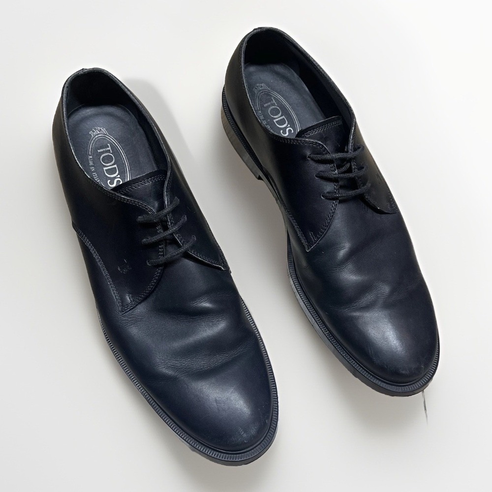 Tod's Dress Shoes Men's 10.5 Black Leather Oxford Lace Up  Italy